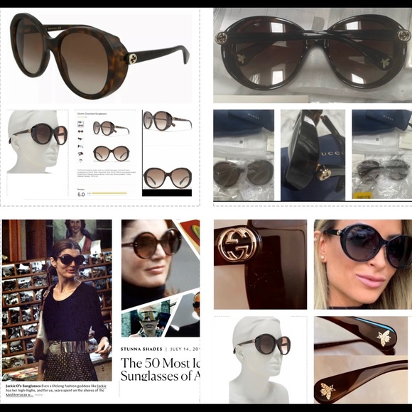 GUCCI HAVANA ROUND OVERSIZED SUNGLASSES, ON LIST 50 MOST ICONIC SHAPES - Picture 13 of 16